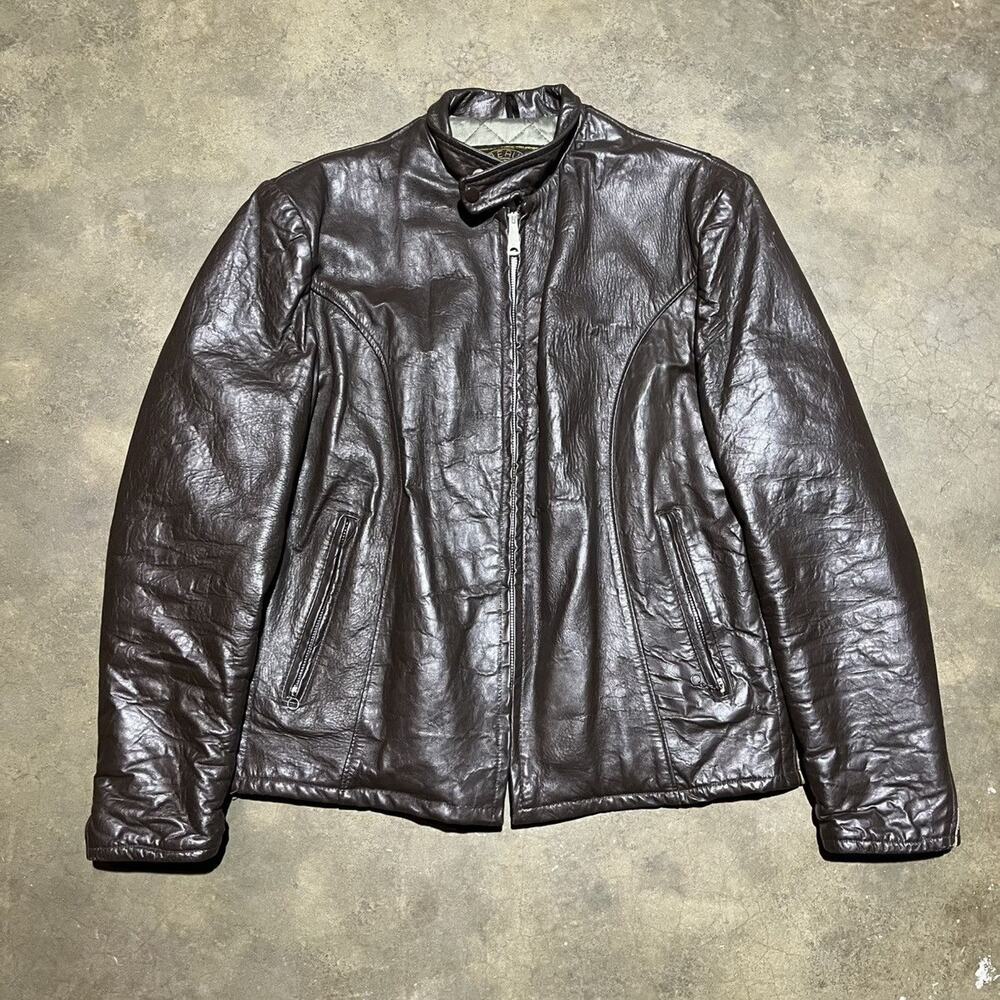 Vintage 60s Beau Breed Brown Cafe Racer Leather Jacket